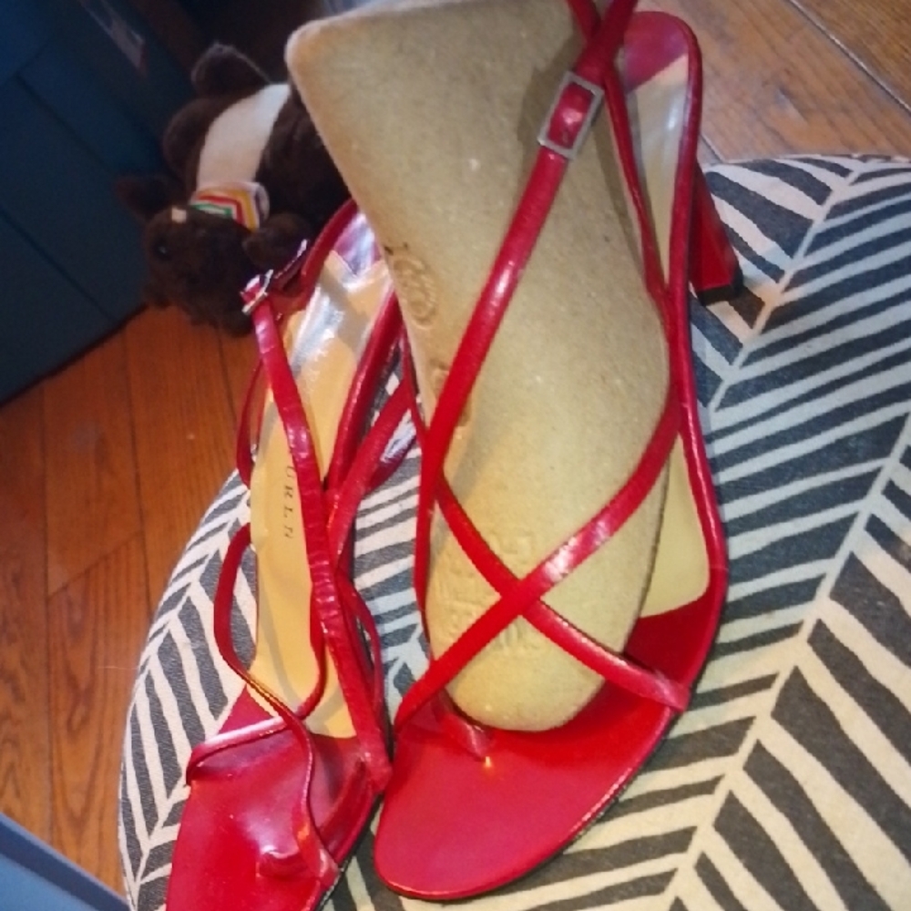 Ralph Lauren Classic Vintage Red Strappy Heels